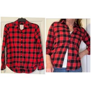 Buffalo plaid shirt flannel red black check XS
